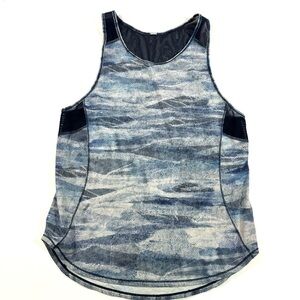 Lululemon Sculpt Tank II Mesh Scape Multi True Navy Blue Sleeveless